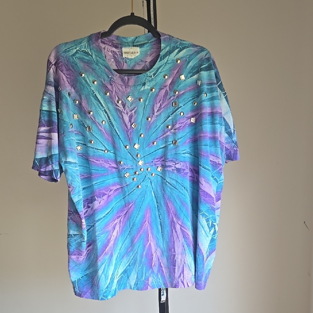 Vintage Tie-Dye Studded Womens 100% Cotton Tee Size:XL